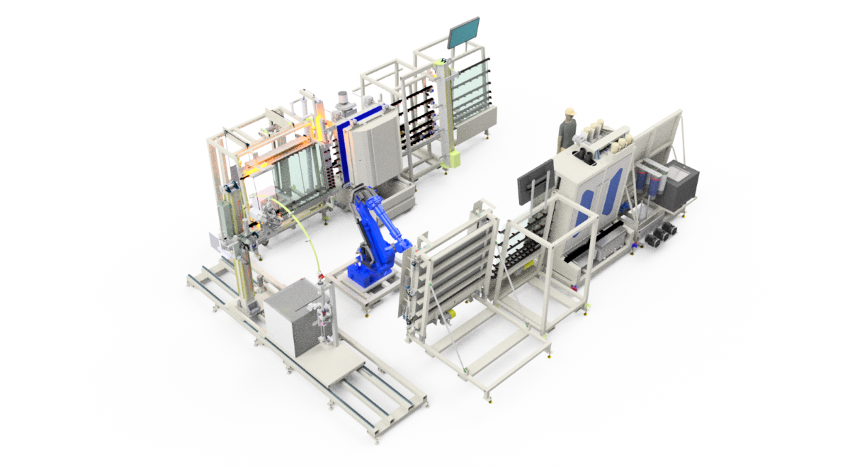 One person robotic insulating glass machine