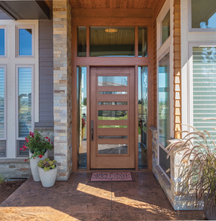 residential entrance with door and transom