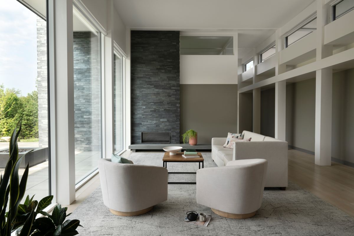 living room with window wall