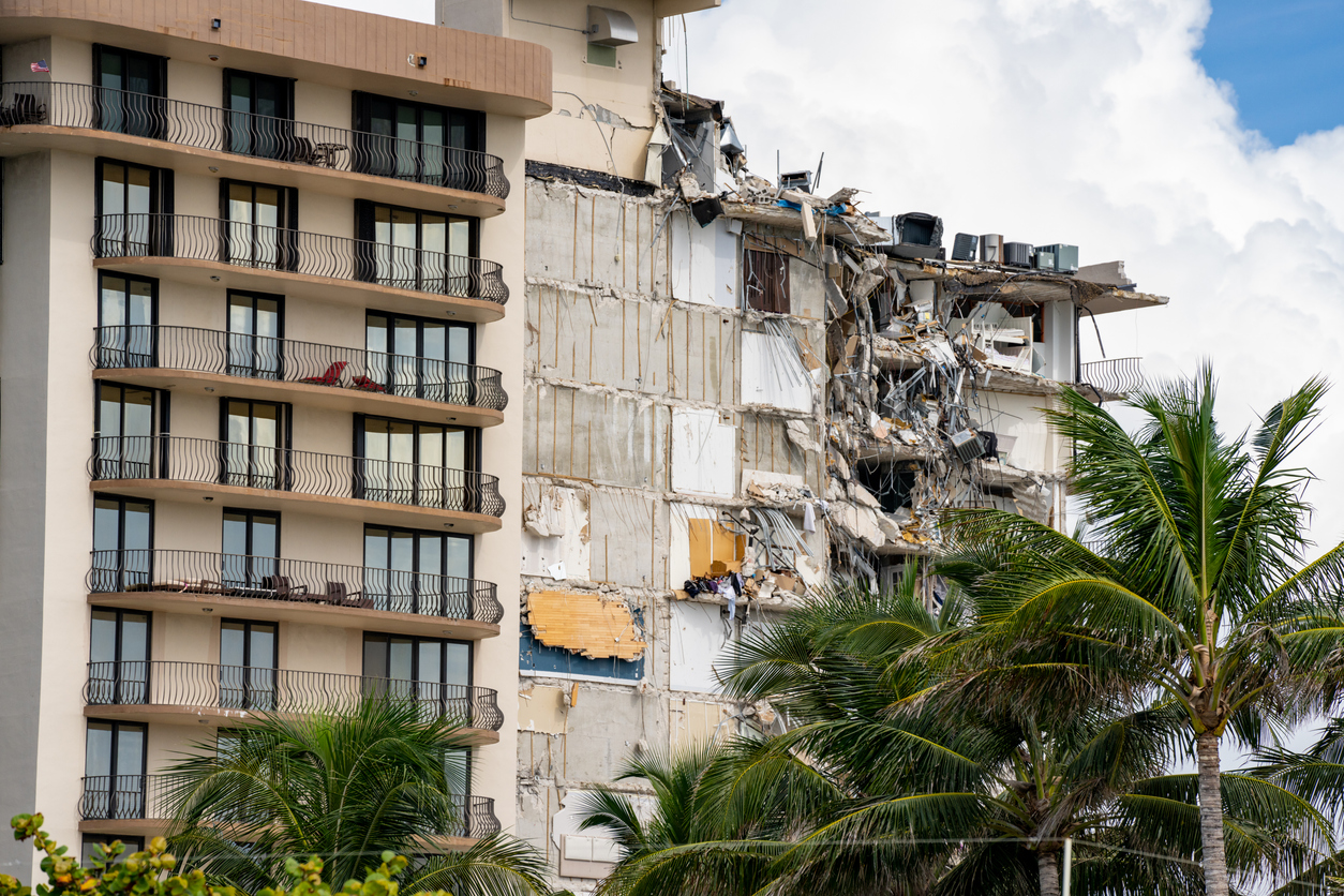 Exterior of the Champlain Tower after collapse